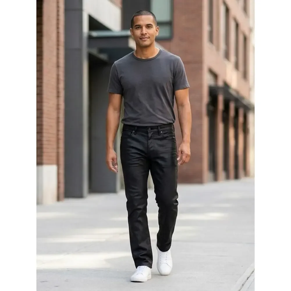 G-Star 3301 Straight Raw Coated Black Denim Jeans Men Size 36